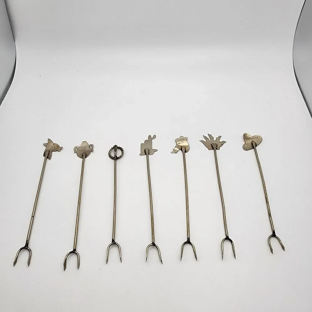 Vintage Taxco Set of 7 Olive/Pickle Forks